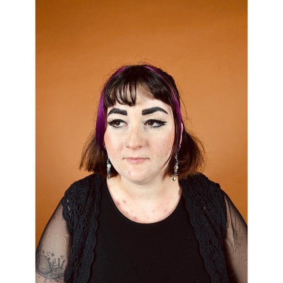 Boutique Handmade Black Striped Beaded Meteor Stacked Drop Earrings - Picture 3 of 4